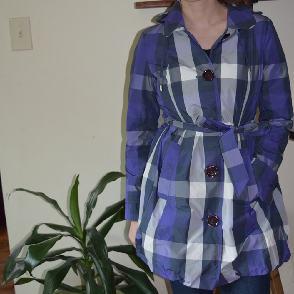 Michael Kors Purple Plaid Raincoat